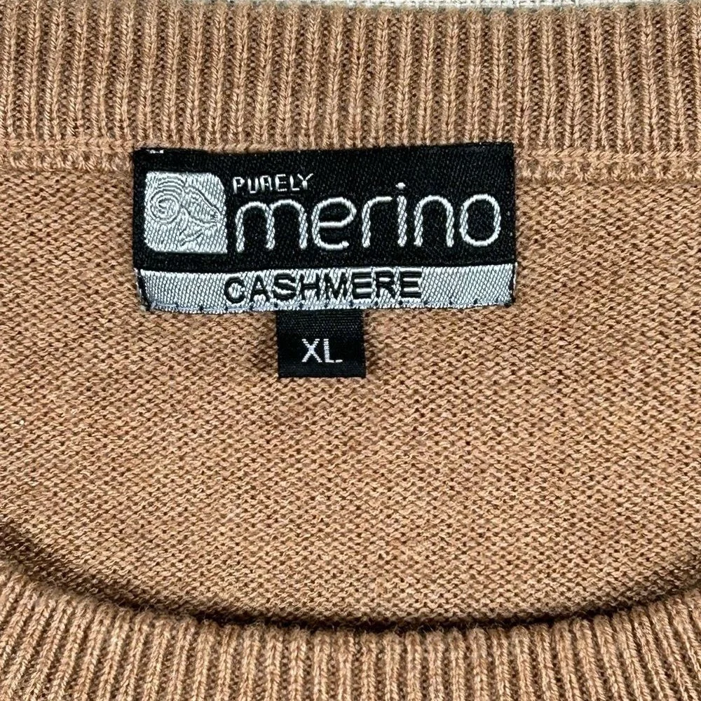Cashmere Purely Merino XL Men's Pull Over Tan Sweater OfficeWear Casual